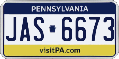 PA license plate JAS6673