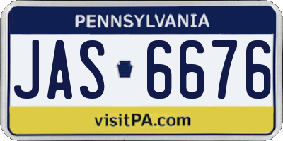 PA license plate JAS6676