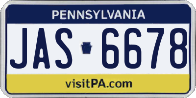 PA license plate JAS6678