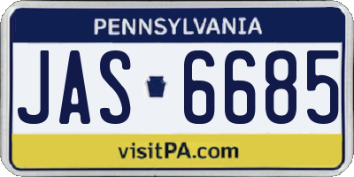 PA license plate JAS6685