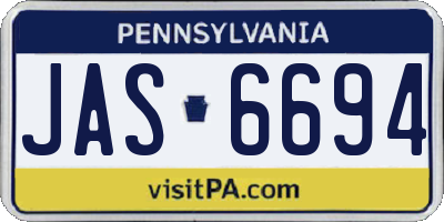 PA license plate JAS6694