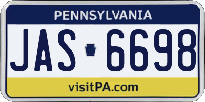 PA license plate JAS6698