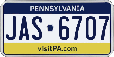 PA license plate JAS6707