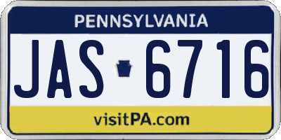 PA license plate JAS6716