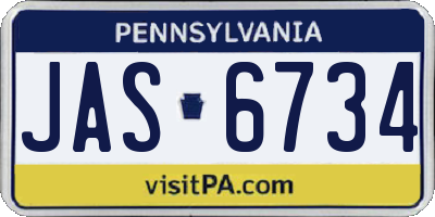 PA license plate JAS6734