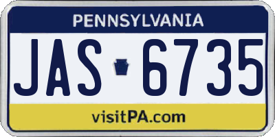 PA license plate JAS6735