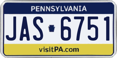 PA license plate JAS6751