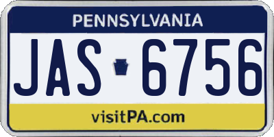 PA license plate JAS6756