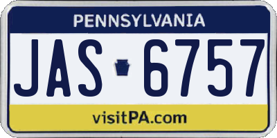 PA license plate JAS6757