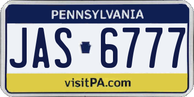 PA license plate JAS6777