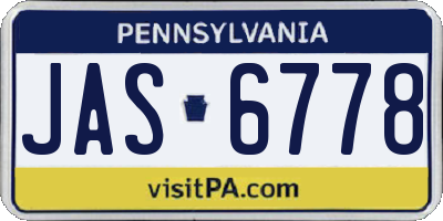 PA license plate JAS6778