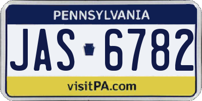 PA license plate JAS6782