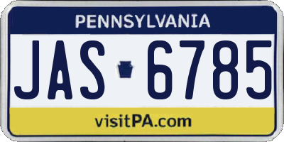 PA license plate JAS6785