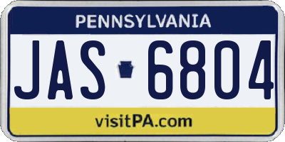 PA license plate JAS6804