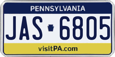 PA license plate JAS6805