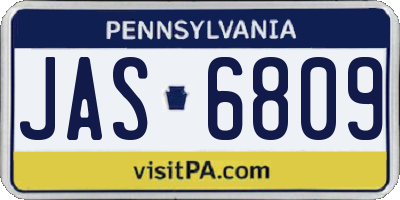 PA license plate JAS6809