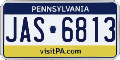 PA license plate JAS6813