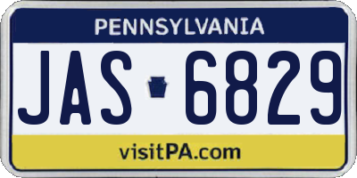 PA license plate JAS6829