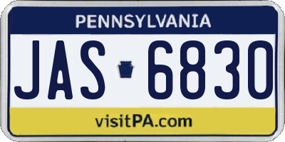 PA license plate JAS6830