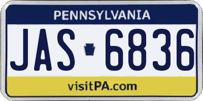 PA license plate JAS6836