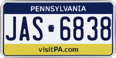 PA license plate JAS6838