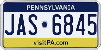 PA license plate JAS6845