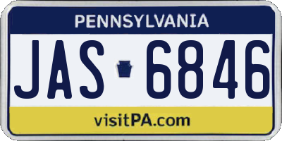 PA license plate JAS6846
