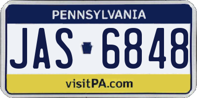 PA license plate JAS6848
