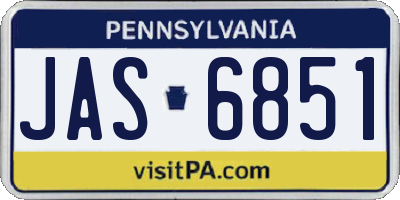 PA license plate JAS6851