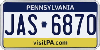PA license plate JAS6870