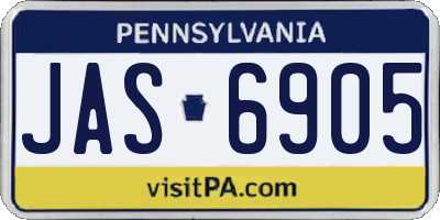 PA license plate JAS6905