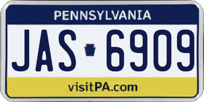 PA license plate JAS6909