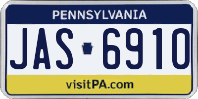 PA license plate JAS6910