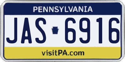 PA license plate JAS6916
