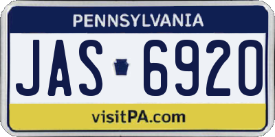 PA license plate JAS6920