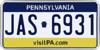 PA license plate JAS6931
