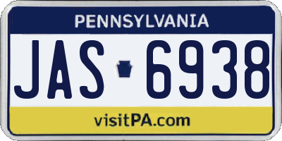 PA license plate JAS6938