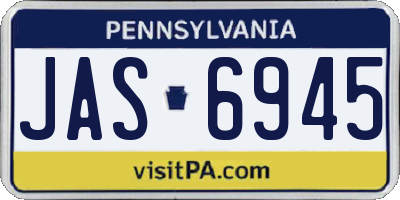 PA license plate JAS6945