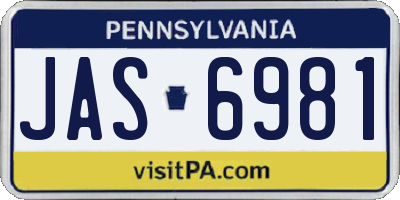 PA license plate JAS6981