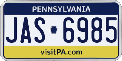 PA license plate JAS6985
