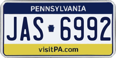 PA license plate JAS6992