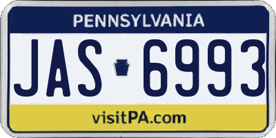 PA license plate JAS6993