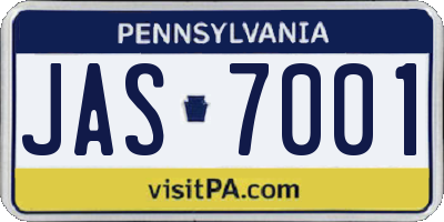 PA license plate JAS7001