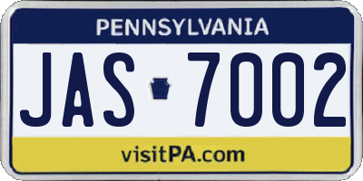 PA license plate JAS7002