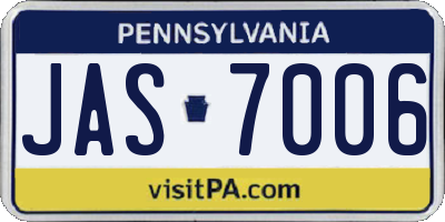 PA license plate JAS7006