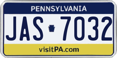 PA license plate JAS7032