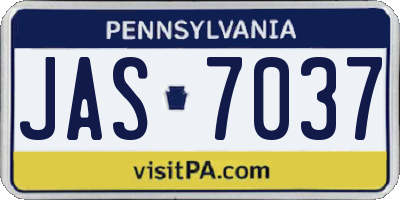 PA license plate JAS7037
