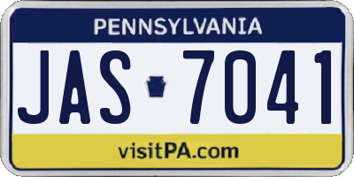 PA license plate JAS7041