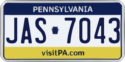 PA license plate JAS7043