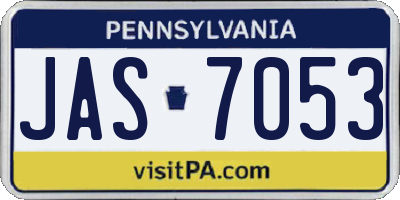 PA license plate JAS7053